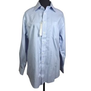 Nordstrom Light Blue Checkered Dress Shirt Size 15.5